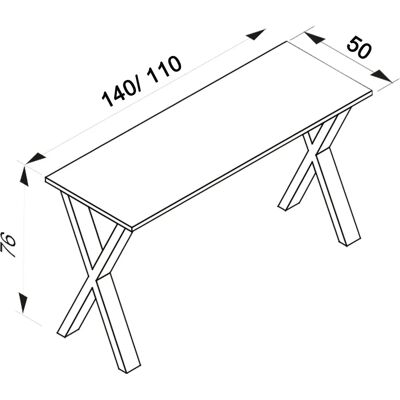 Bureau VCM Lona - Rectangulaire, Pieds en X noirs, 110x50cm - Publicité Bureau VCM Lona - Rectangulaire, Pieds en X noirs, 110x50cm - Publicité
