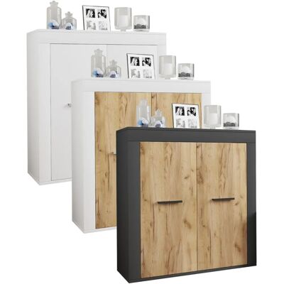 Buffet VCM Usilo Blanc/Hêtre Miel avec 2 Portes - Sideboard - Publicité Buffet VCM Usilo Blanc/Hêtre Miel avec 2 Portes - Sideboard - Publicité
