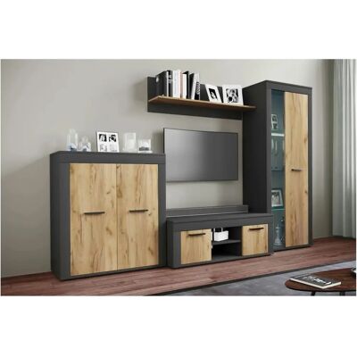 VCM Usilo Holz Kommode Anthrazit Honig Eiche - Sideboard VCM Usilo Holz Kommode Anthrazit Honig Eiche - Sideboard