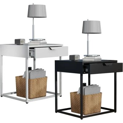 Mesita de noche blanca VCM Flokas - Muebles de metal industrial Mesita de noche blanca VCM Flokas - Muebles de metal industrial