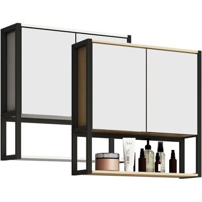 VCM Edino Armario de Espejo de Baño 60x60 - Metal y Madera VCM Edino Armario de Espejo de Baño 60x60 - Metal y Madera
