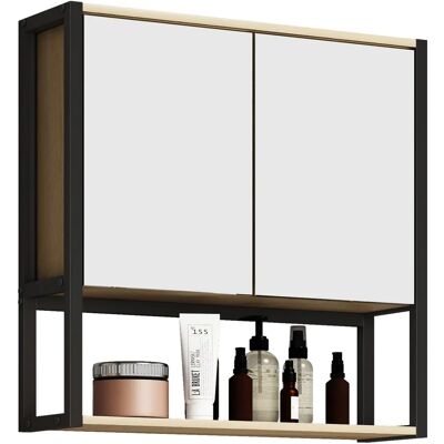 VCM Edino Fürdőszobai Tükör Szekrény 60x60 - Fém & Fa VCM Edino Fürdőszobai Tükör Szekrény 60x60 - Fém & Fa