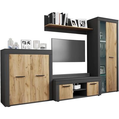 VCM Usilo L Mueble de pared para TV Nogal- Anthracite - Mueble de pared VCM Usilo L Mueble de pared para TV Nogal- Anthracite - Mueble de pared
