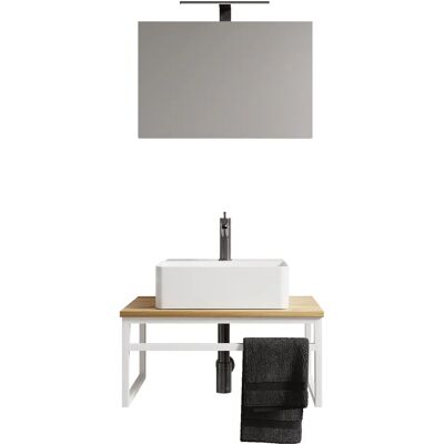 VCM 3-tlg. Badezimmer Set mit Unterschrank, Waschbecken, Spiegel VCM 3-tlg. Badezimmer Set mit Unterschrank, Waschbecken, Spiegel