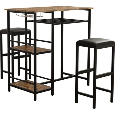 VCM Eiche Vintage 3-teiliges Bar-Set - Bartisch-Set VCM Eiche Vintage 3-teiliges Bar-Set - Bartisch-Set