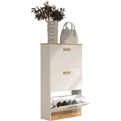 VCM Halom White Shoe Cabinet - 3 Compartments VCM Halom White Shoe Cabinet - 3 Compartments