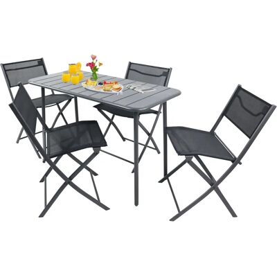 VCM Gartenset - 1 Tisch, 4 Stühle, Schwarz - Garten Set VCM Gartenset - 1 Tisch, 4 Stühle, Schwarz - Garten Set