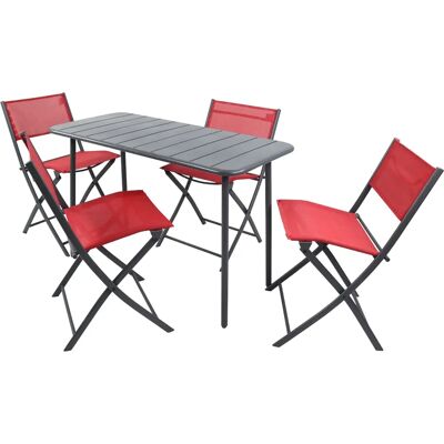 VCM Gartenset - 1 Tisch, 4 Stühle, Rot - Gartenmöbel VCM Gartenset - 1 Tisch, 4 Stühle, Rot - Gartenmöbel