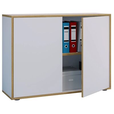 Armoires VCM en Blanc et Chêne Miel Salia - 2 Portes, 1 Étagère - Publicité Armoires VCM en Blanc et Chêne Miel Salia - 2 Portes, 1 Étagère - Publicité