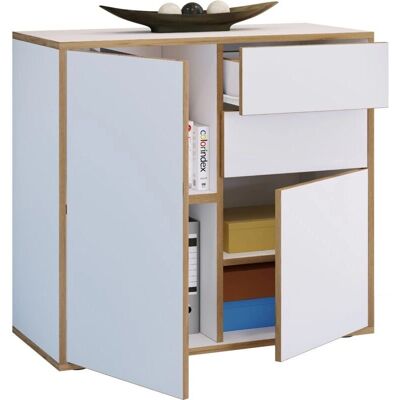 Armoire de rangement VCM Office - Salia Blanc Chêne Miel - Publicité Armoire de rangement VCM Office - Salia Blanc Chêne Miel - Publicité