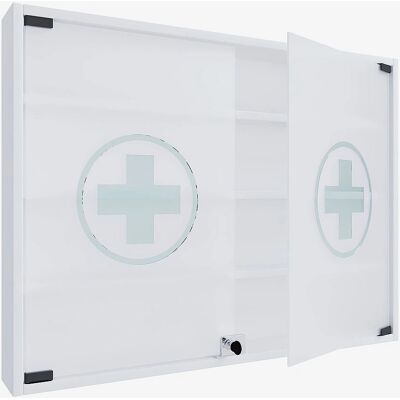 VCM Hustila Armoire Médicaments Blanc - Étagère Murale, 80cm - Publicité VCM Hustila Armoire Médicaments Blanc - Étagère Murale, 80cm - Publicité