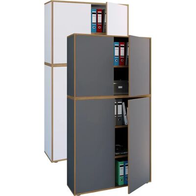 Armoire à fichiers VCM Salia - Blanc & Chêne Miel - 4 Étagères - Publicité Armoire à fichiers VCM Salia - Blanc & Chêne Miel - 4 Étagères - Publicité