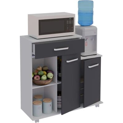 Chariot de Cuisine VCM avec Rangement - Blanc / Anthracite - 88x90x33cm - Publicité Chariot de Cuisine VCM avec Rangement - Blanc / Anthracite - 88x90x33cm - Publicité