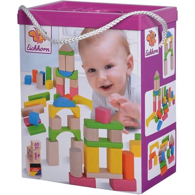 Eichhorn bloques de madera 60 pzs - en caja con juego de clasificación - Multicolor y natural Eichhorn bloques de madera 60 pzs - en caja con juego de clasificación - Multicolor y natural