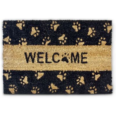 Relaxdays Doormat Black Brown Natural Coco Welcome Paw Rectangular Relaxdays Doormat Black Brown Natural Coco Welcome Paw Rectangular