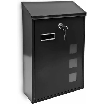 Relaxdays Metal Mailbox with 3 Windows - Black Relaxdays Metal Mailbox with 3 Windows - Black
