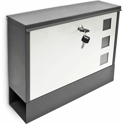 Boîte aux lettres en métal Relaxdays avec compartiment pour journaux - Noir et blanc - Publicité Boîte aux lettres en métal Relaxdays avec compartiment pour journaux - Noir et blanc - Publicité