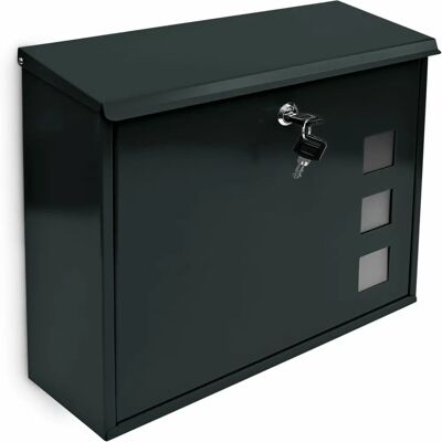 Relaxdays Black Wall-Mount Mailbox with Lock - 10017419_46 Relaxdays Black Wall-Mount Mailbox with Lock - 10017419_46