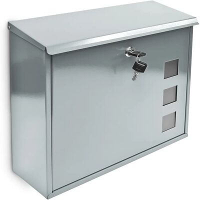 Relaxdays Metal Mailbox - Silver - 34.5x10.5x33 cm - Secure Mail Slot Relaxdays Metal Mailbox - Silver - 34.5x10.5x33 cm - Secure Mail Slot