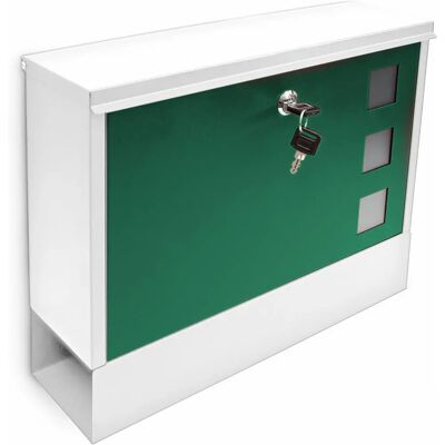 Buzón Blanco-Verde con Compartimento para Periódicos - Buzón Buzón Blanco-Verde con Compartimento para Periódicos - Buzón