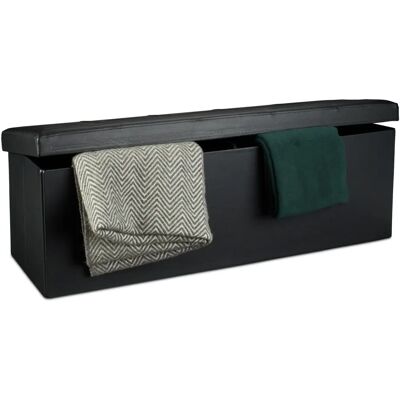 Relaxdays Foldable Storage Ottoman - Upholstered Seat & Box Relaxdays Foldable Storage Ottoman - Upholstered Seat & Box