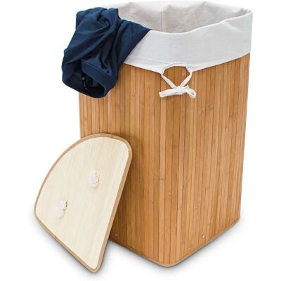 Relaxdays Panier à Linge en Bambou d’angle - 60L Relaxdays Panier à Linge en Bambou d’angle - 60L