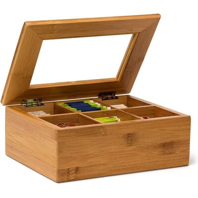 Relaxdays Bamboo Tea Box - 6 or 8 Compartments Relaxdays Bamboo Tea Box - 6 or 8 Compartments