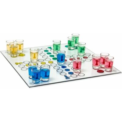 Relaxdays Juego de Mesa en Vidrio - Ludo de Bebida Divertido Relaxdays Juego de Mesa en Vidrio - Ludo de Bebida Divertido
