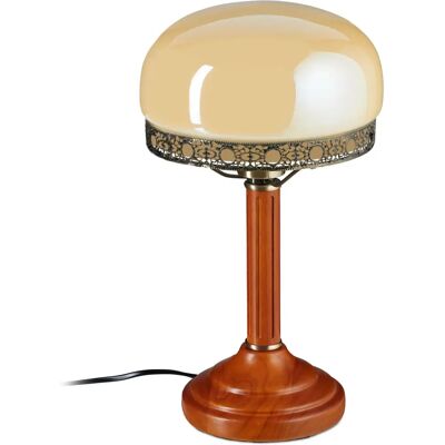 Relaxdays Vintage Beigefarbene Glastischlampe - Retro Deko Relaxdays Vintage Beigefarbene Glastischlampe - Retro Deko