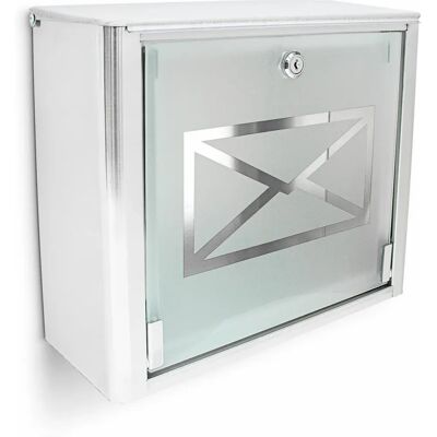 Relaxdays Cassetta Postale - Acciaio Inox & Vetro - Design Moderno Relaxdays Cassetta Postale - Acciaio Inox & Vetro - Design Moderno