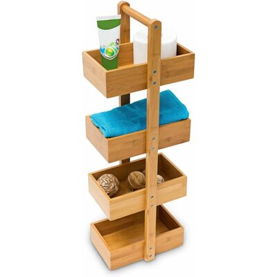Relaxdays Bamboo Bathroom Shelf - 4 Baskets, Compact & Humidity Resistant Relaxdays Bamboo Bathroom Shelf - 4 Baskets, Compact & Humidity Resistant