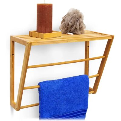 Relaxdays Bamboo Towel Holder Wall-mounted 3 Rails Compact 30x42x20cm Relaxdays Bamboo Towel Holder Wall-mounted 3 Rails Compact 30x42x20cm