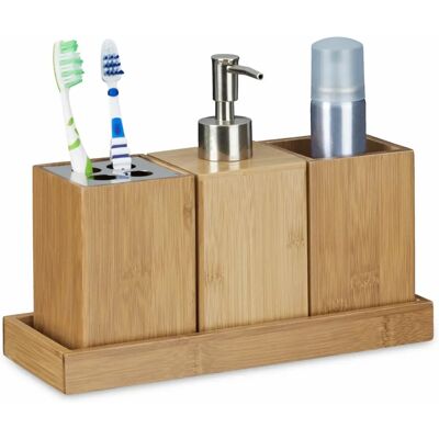 Relaxdays Bamboo Bathroom Set - Multi-piece Water-resistant Storage Relaxdays Bamboo Bathroom Set - Multi-piece Water-resistant Storage