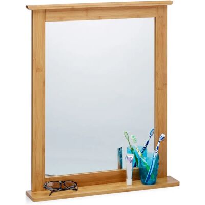 Relaxdays Bamboo Wall Mirror with Shelf - Decor & Functionality Relaxdays Bamboo Wall Mirror with Shelf - Decor & Functionality