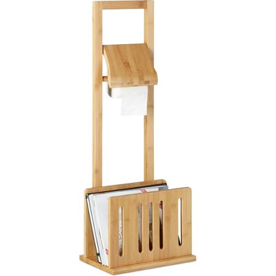 Relaxdays bambu toalettpappershållare med tidningsfack - 81,5x30,5x21cm Relaxdays bambu toalettpappershållare med tidningsfack - 81,5x30,5x21cm