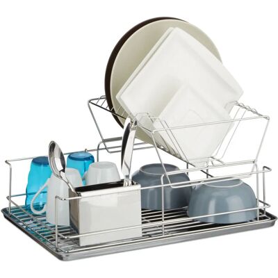 Relaxdays Stainless Steel Dish Rack with Cutlery Holder - Kitchen Accessory Relaxdays Stainless Steel Dish Rack with Cutlery Holder - Kitchen Accessory