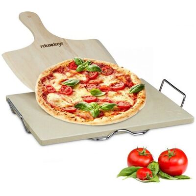 Relaxdays Pizzasett - Spröd Pizzasten & Träspade - Ugn & Grill Relaxdays Pizzasett - Spröd Pizzasten & Träspade - Ugn & Grill