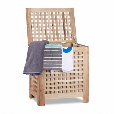 Relaxdays Wäschekorb aus Holz mit Mesh - Wäschekorb Relaxdays Wäschekorb aus Holz mit Mesh - Wäschekorb