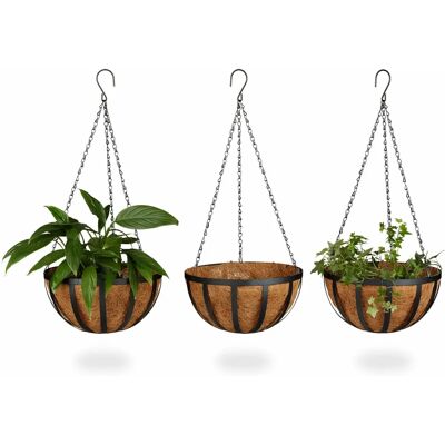 Relaxdays Set med 3 Hängande Blomkrukor Relaxdays Set med 3 Hängande Blomkrukor