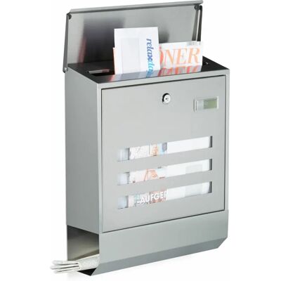 Relaxdays Stainless Steel Mailbox with Newspaper Compartment - Modern Wall Design - 42x35x12.5 cm Relaxdays Stainless Steel Mailbox with Newspaper Compartment - Modern Wall Design - 42x35x12.5 cm