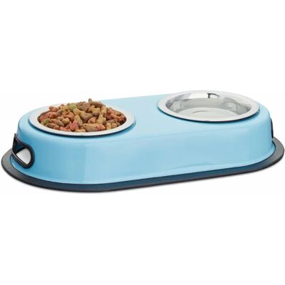 Relaxdays Doppelstahl-Napf für Hunde & Katzen - Blau Relaxdays Doppelstahl-Napf für Hunde & Katzen - Blau
