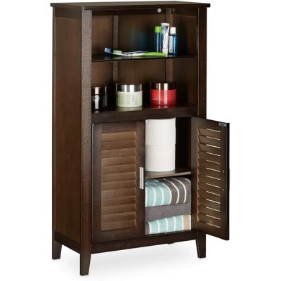 RELAXDAYS - Dunkelbrauner Bambus-Badezimmerschrank - 92x50x25,5cm RELAXDAYS - Dunkelbrauner Bambus-Badezimmerschrank - 92x50x25,5cm