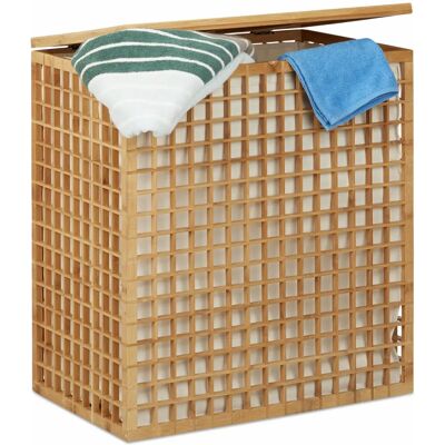 Relaxdays Wäschekorb - Doppeltes Fach 96L Bambus Relaxdays Wäschekorb - Doppeltes Fach 96L Bambus