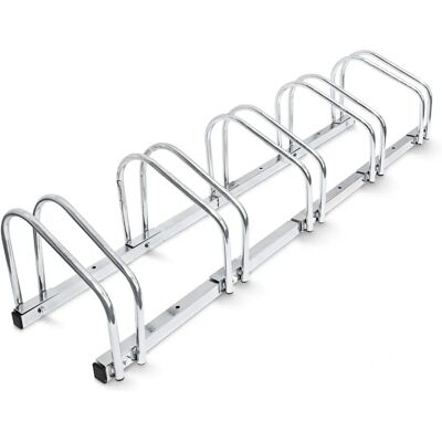 Relaxdays - Soportes Bicicletas 2x5, Piso & Pared, Plateado Relaxdays - Soportes Bicicletas 2x5, Piso & Pared, Plateado