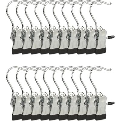Organizador de zapatos y prendas Relaxdays - 20 clips, giratorio 360°, Plata/Negro Organizador de zapatos y prendas Relaxdays - 20 clips, giratorio 360°, Plata/Negro