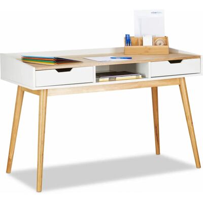 Relaxdays Moderner Holzschreibtisch - 2 Schubladen - 120x55cm - Büro & Zuhause Relaxdays Moderner Holzschreibtisch - 2 Schubladen - 120x55cm - Büro & Zuhause