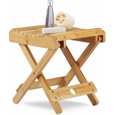 Relaxdays Bambus Klapphocker - Vielseitiger Platzsparender Sitz Relaxdays Bambus Klapphocker - Vielseitiger Platzsparender Sitz