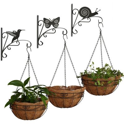 RELAXDAYS - 6x Appendivasi, 3 Ganci con Motivo a Animaletti, 3 Portavasi in Fibra di Cocco da 21 Litri, Fioriere Sospese Decorative - Macetas colgantes RELAXDAYS - 6x Appendivasi, 3 Ganci con Motivo a Animaletti, 3 Portavasi in Fibra di Cocco da 21 Litri, Fioriere Sospese Decorative - Macetas colgantes