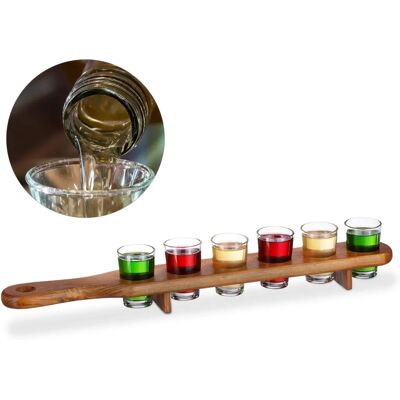 Relaxdays Set de 6 verres à liqueur avec support en bois - Publicité Relaxdays Set de 6 verres à liqueur avec support en bois - Publicité