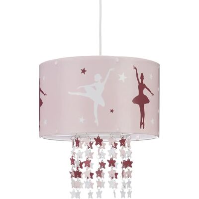 Relaxdays Różowa Lampa Sufitowa dla Dzieci - Balerina i Gwiazdy Relaxdays Różowa Lampa Sufitowa dla Dzieci - Balerina i Gwiazdy